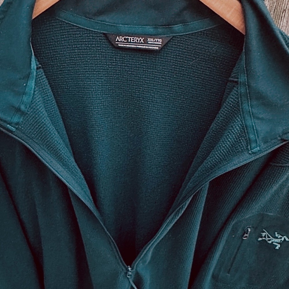 ARCTERYX DELTA LT MEN XXL 1/2 ZIP PULLOVER TEAL TONE ON TONE. P26/L31 ARM POCKET - Picture 9 of 11